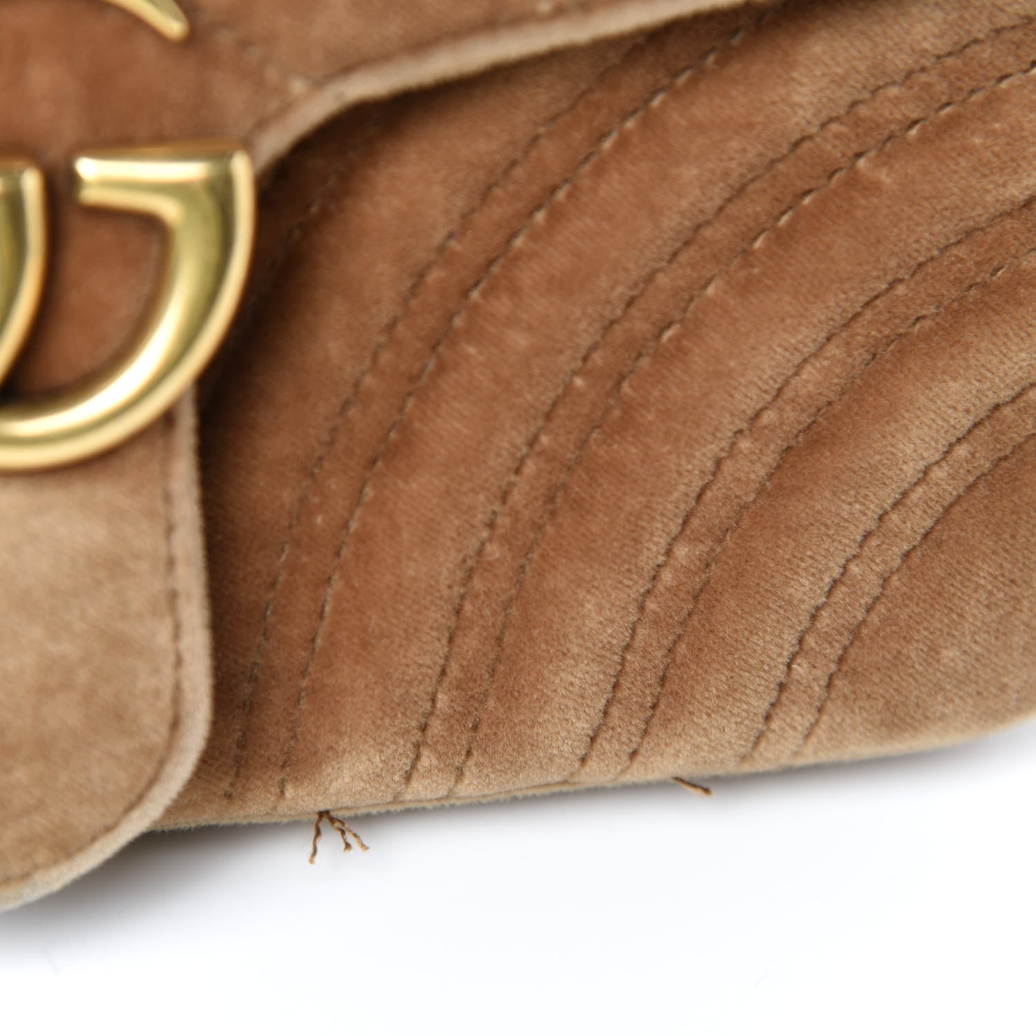 Gucci Velvet Matelasse Small GG Marmont Shoulder Bag Taupe 8 of 14