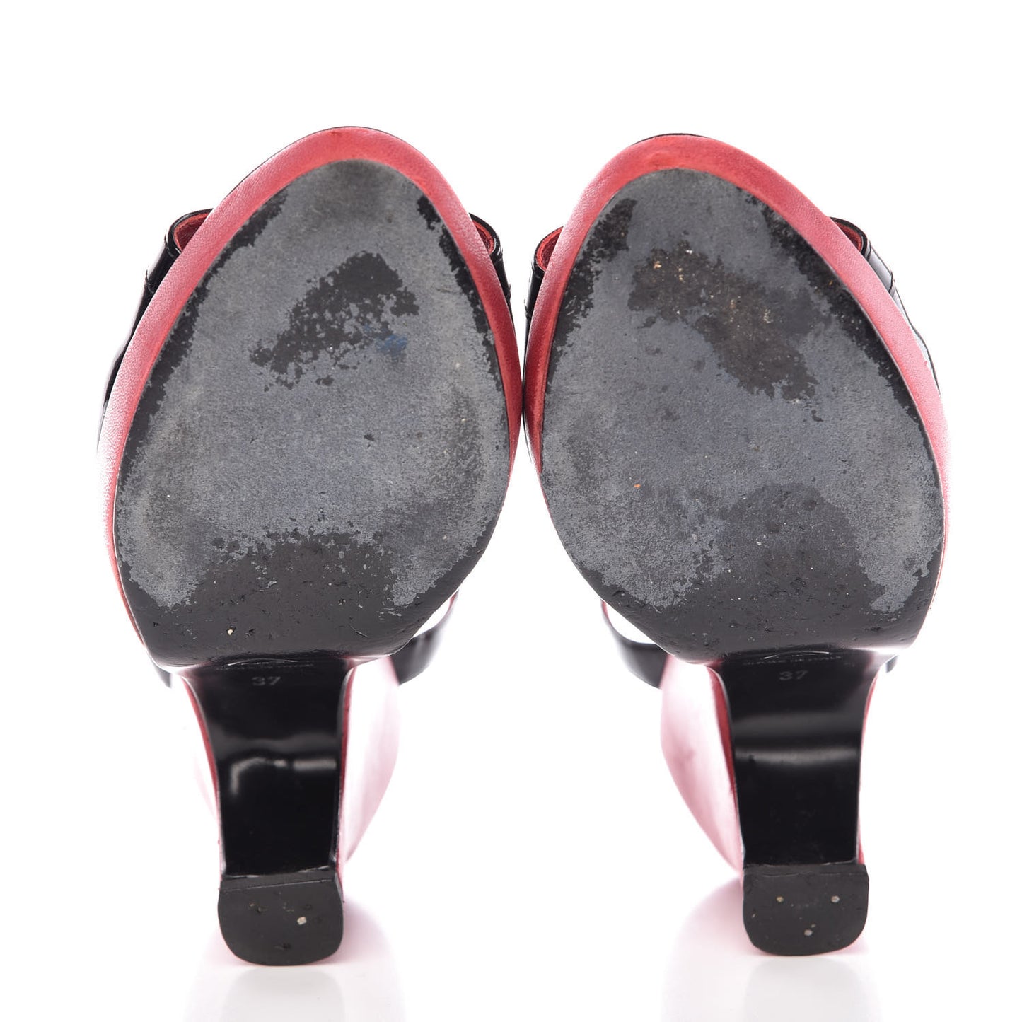 Patent Wedge Sandals 37 Black Red