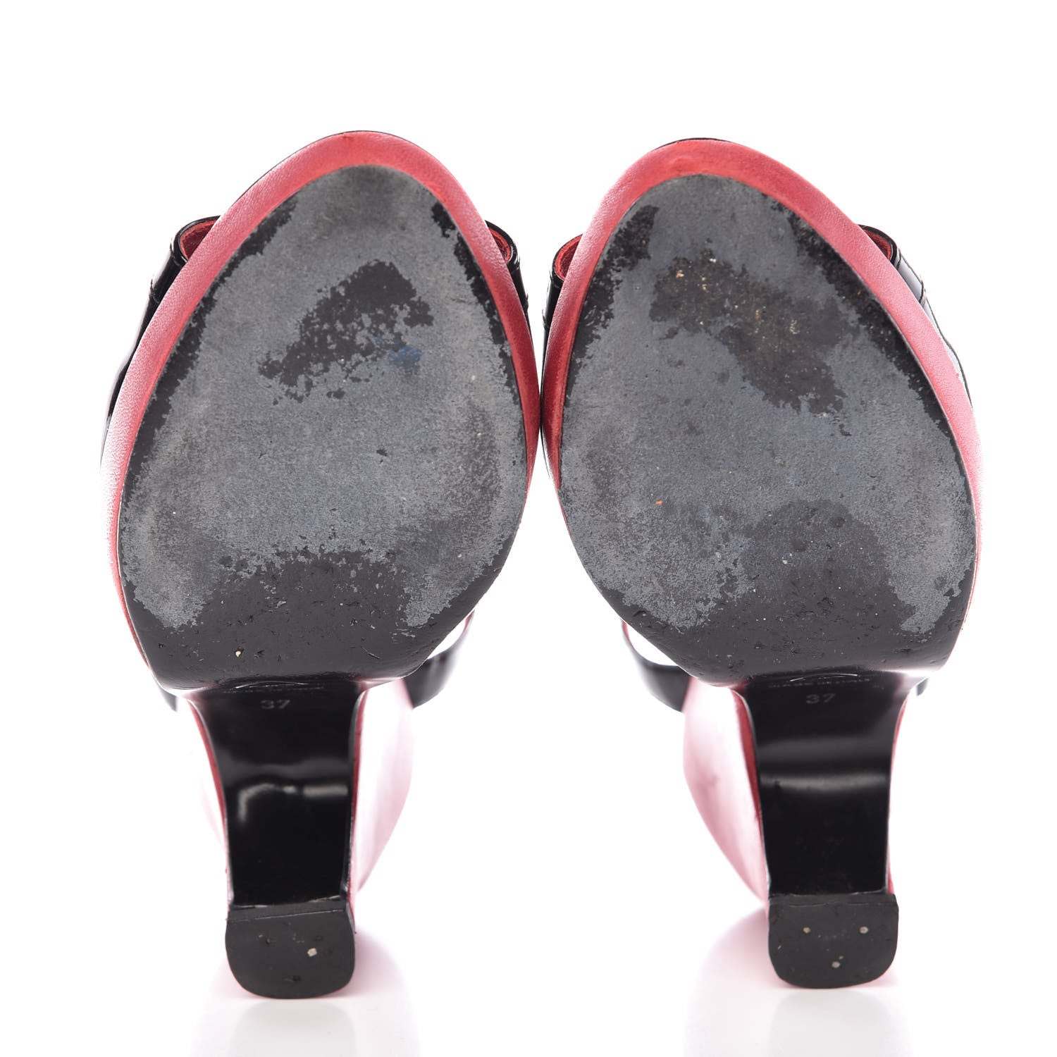 Chanel Patent Wedge Sandals 37 Black Red 7 of 19
