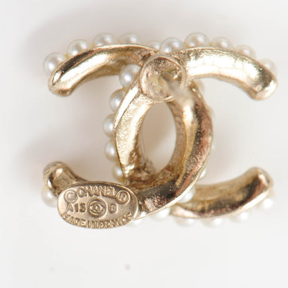 Chanel Pearl Twisted CC Earrings Light Gold White 4 of 5