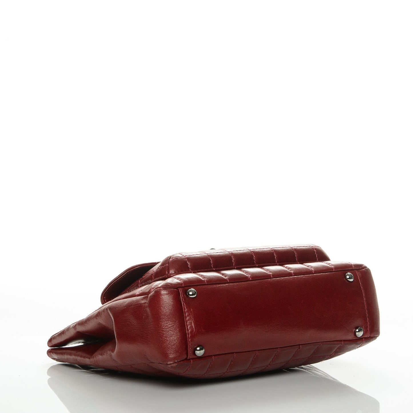 Lambskin Quilted Chocolate Bar Mademoiselle Shoulder Bag Red