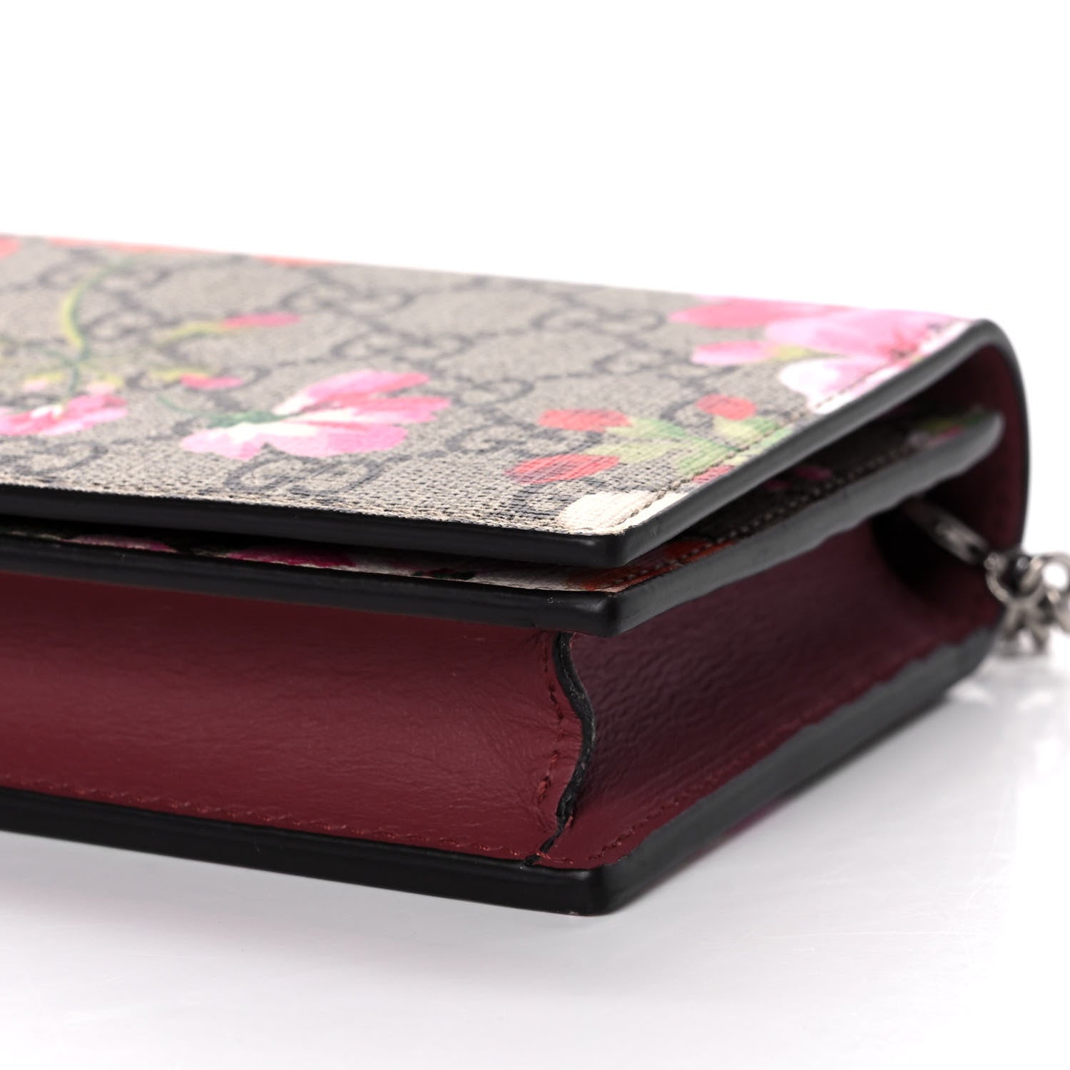 Gucci GG Supreme Monogram Blooms Chain Wallet Beige Multicolor Dry Rose 9 of 10