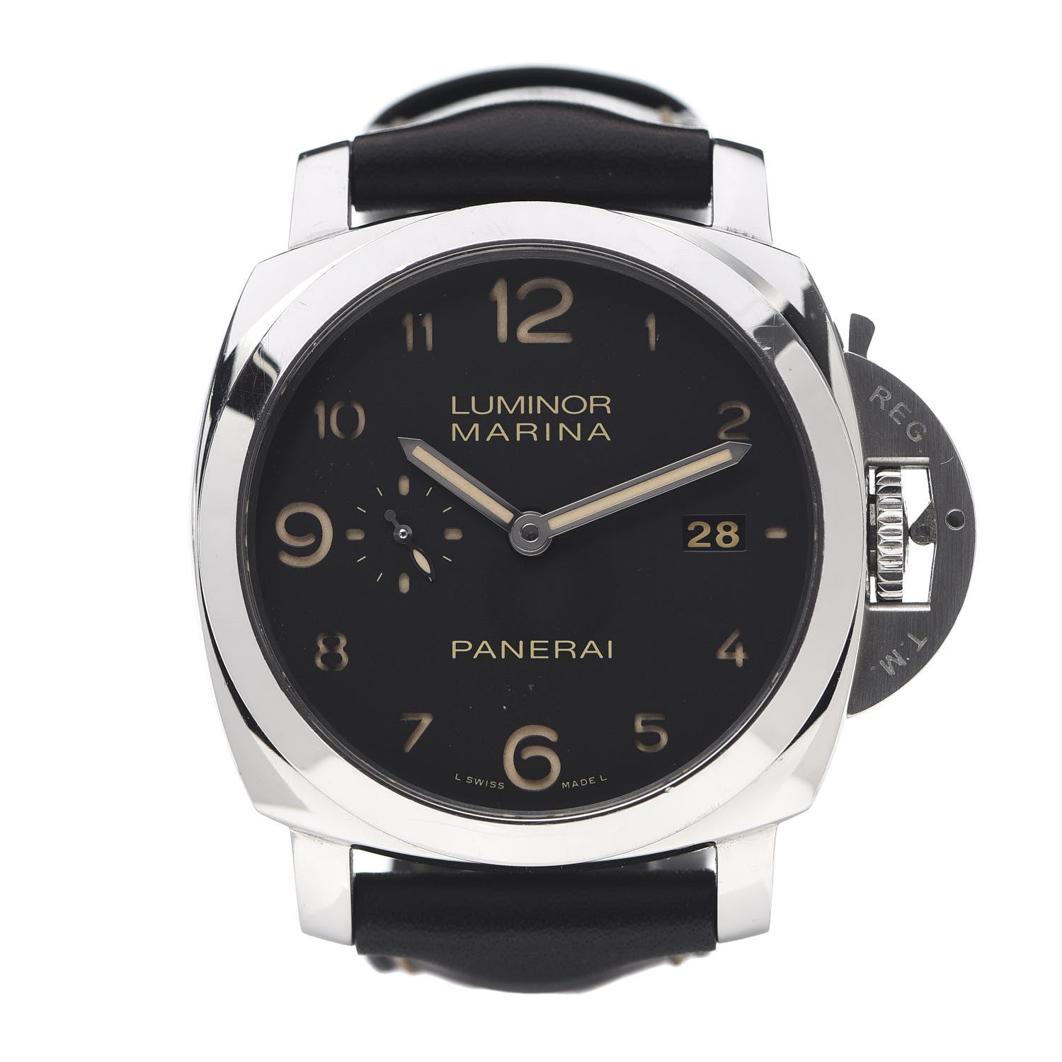 Panerai Stainless Steel Calfskin 44mm Luminor Marina 1950 Automatic Watch Black PAM00359 1 of 9