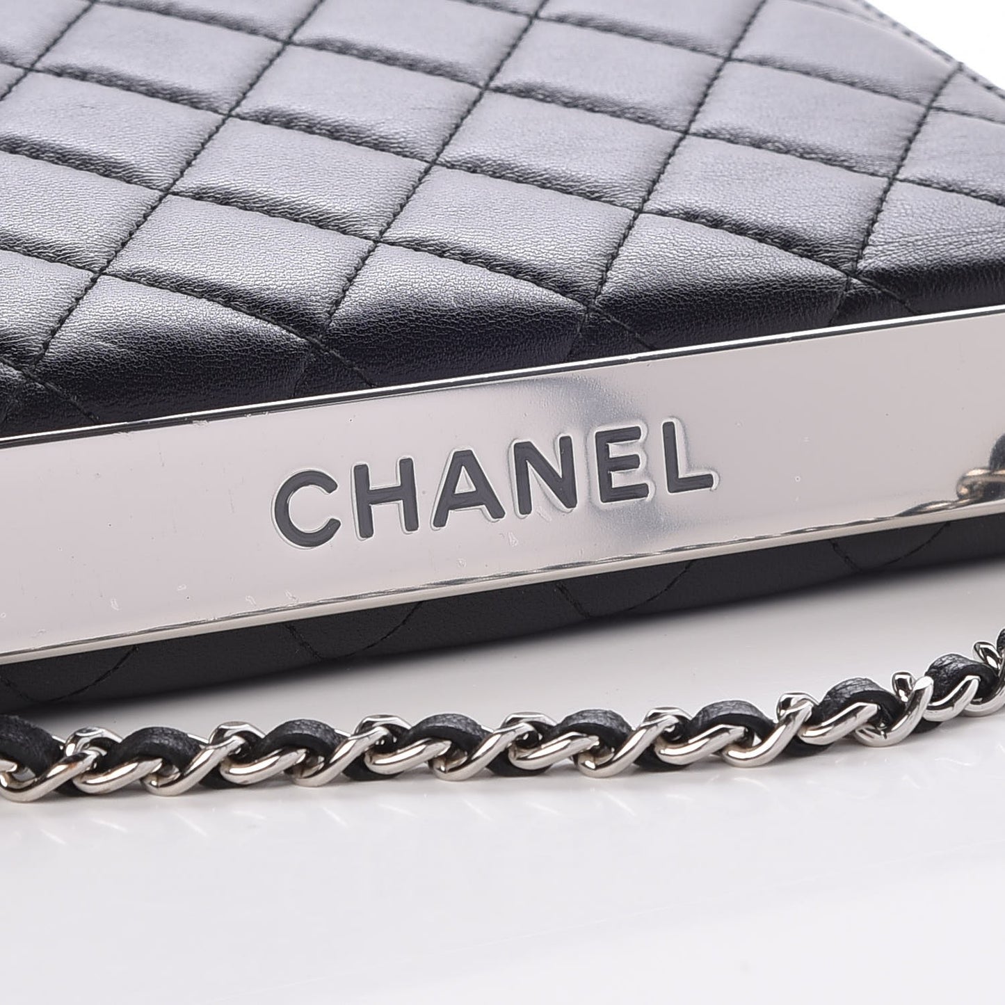 Lambskin Quilted Trendy CC Wallet On Chain WOC Black