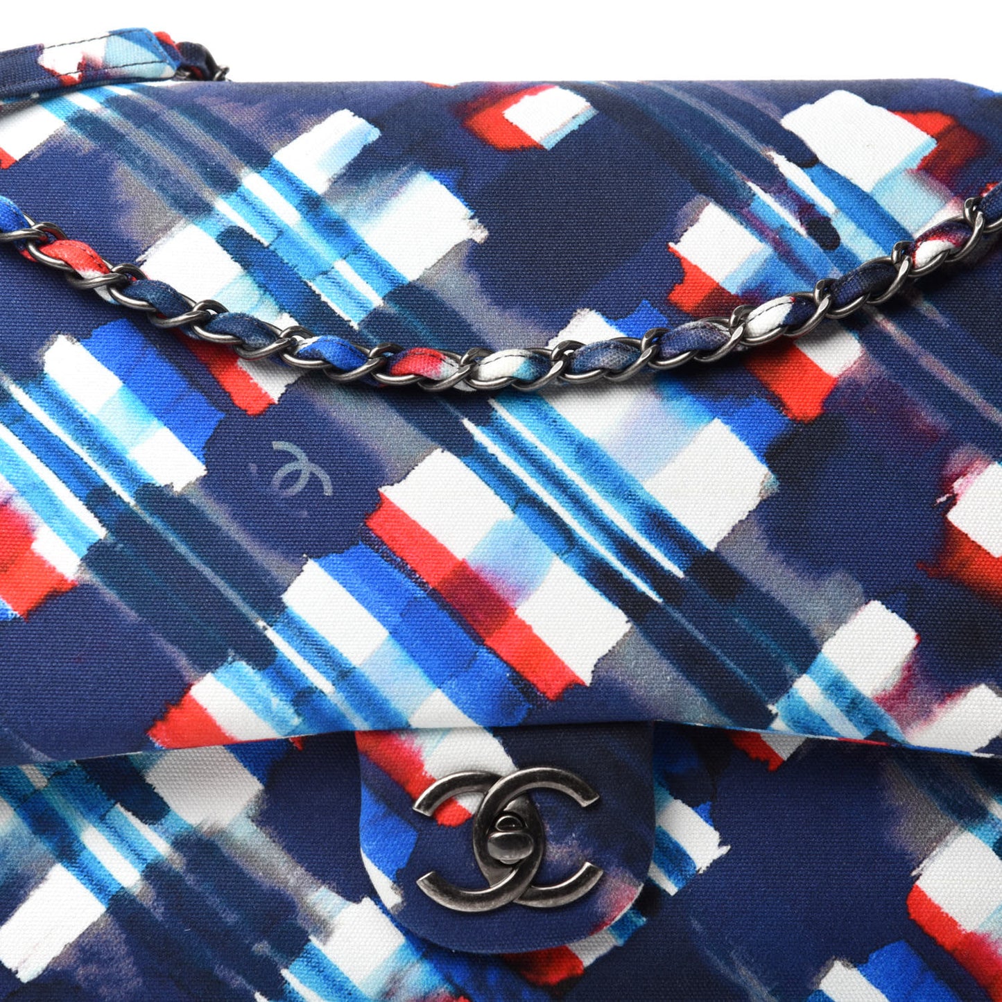 Canvas Airline Printed XXL Travel Flap Bag Blue Red White