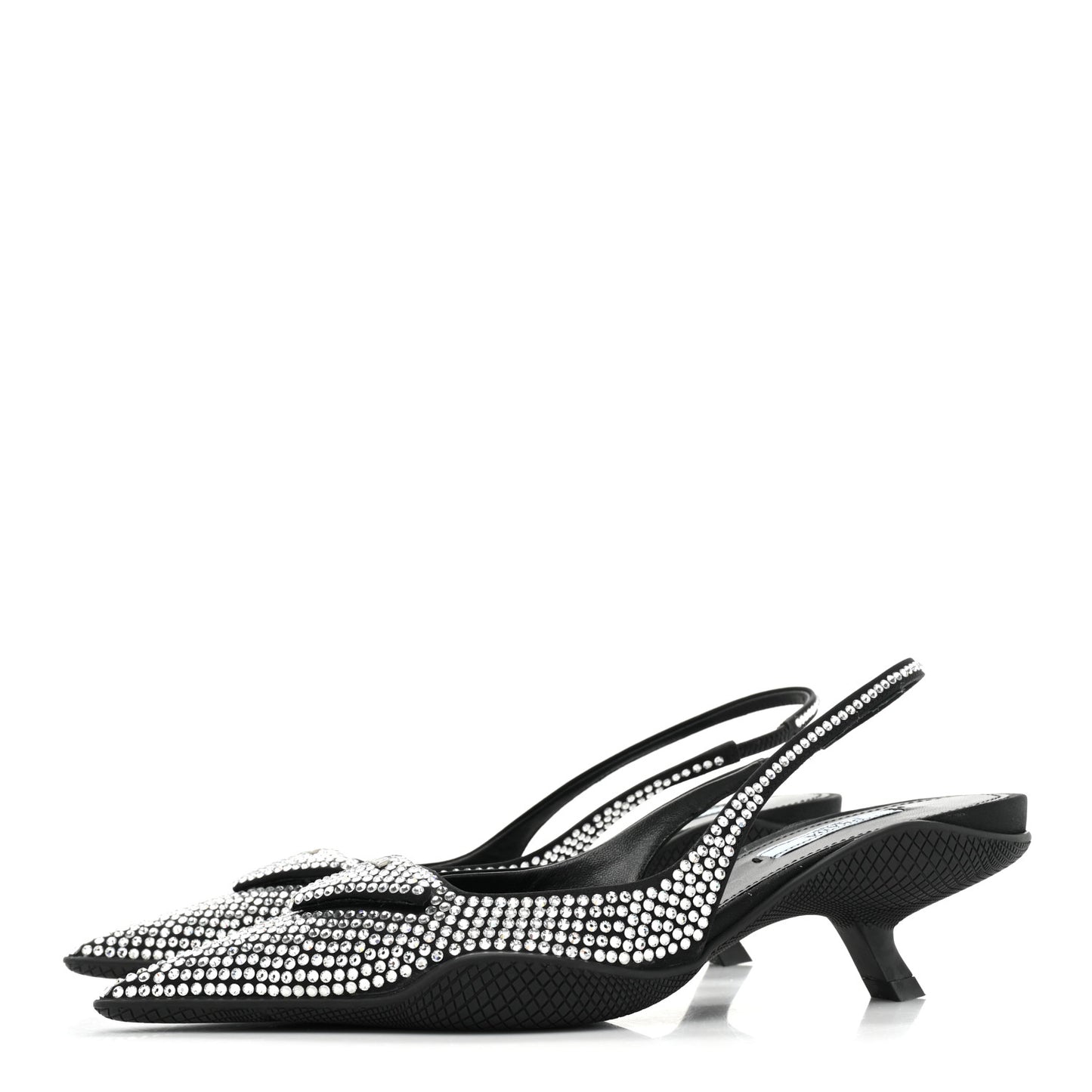 Satin Crystal Logo 45mm Slingback Pumps 37 Cristal