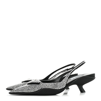 Prada Satin Crystal Logo 45mm Slingback Pumps 37 Cristal 3 of 10