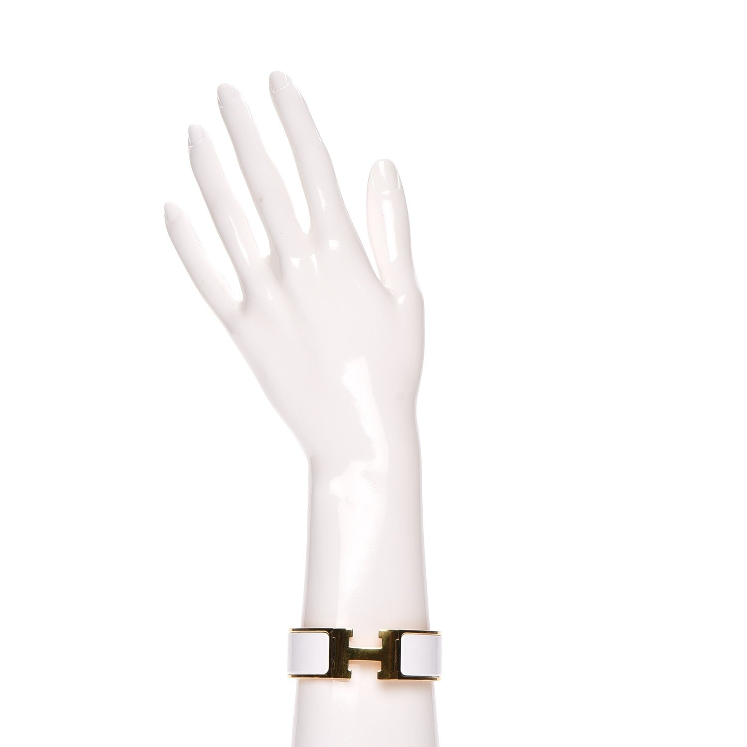 Hermes Enamel Wide Clic Clac H Bracelet PM White 2 of 5