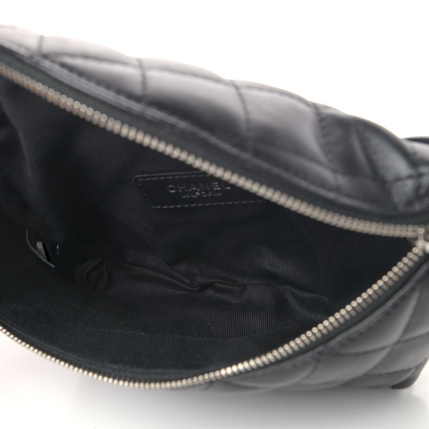 Calfskin Quilted Waist Belt Bag Black