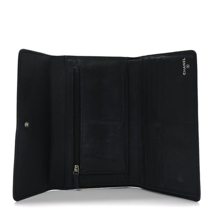Chanel Goatskin Camellia Embossed Flap Wallet Black 5 of 6
