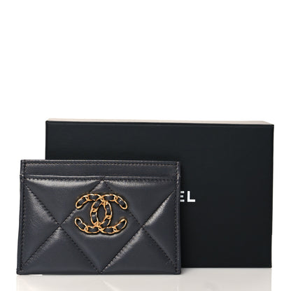 Chanel Lambskin Quilted Chanel 19 Card Holder Dark Grey 9 of 9
