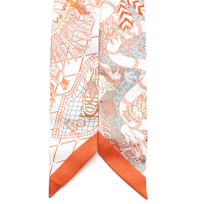Hermes Silk Splash Park Twilly White Orange Vert 2 of 4