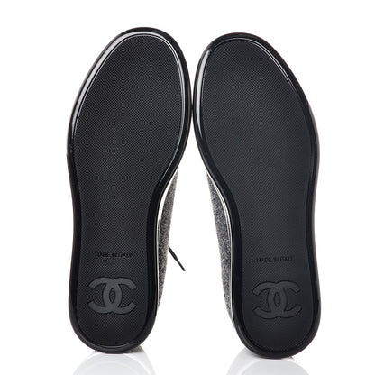 Chanel Fabric Calfskin Low Top Sneakers 38.5 Dark Grey 5 of 8