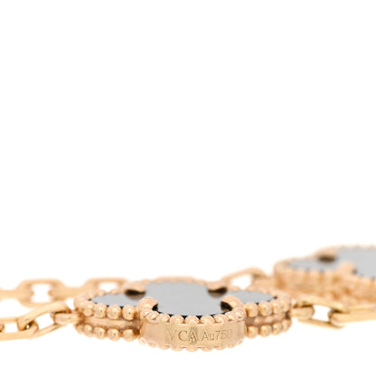 Van Cleef & Arpels 18K Yellow Gold Black Onyx 5 Motifs Vintage Alhambra Bracelet 3 of 5