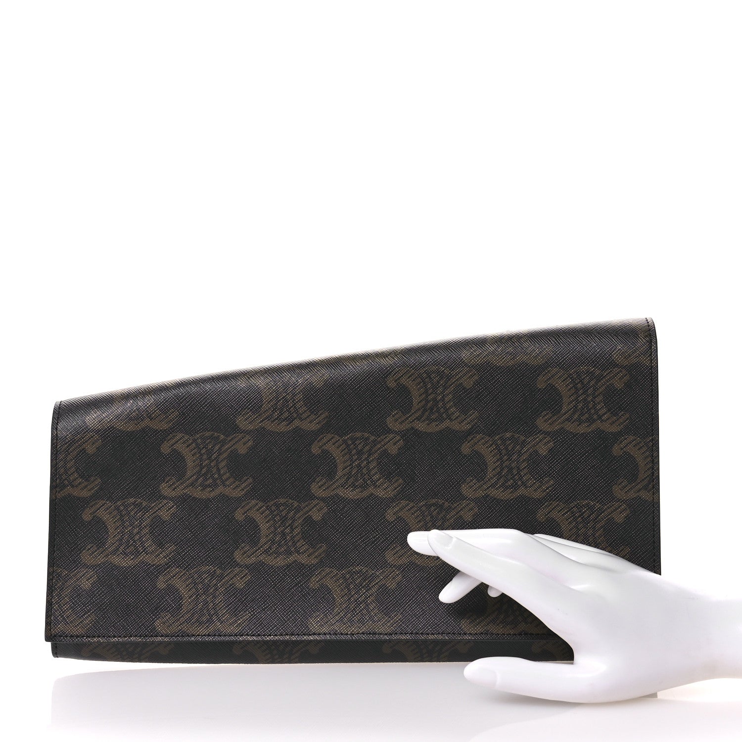 Celine Triomphe Canvas Asymmetric Clutch Tan 2 of 8