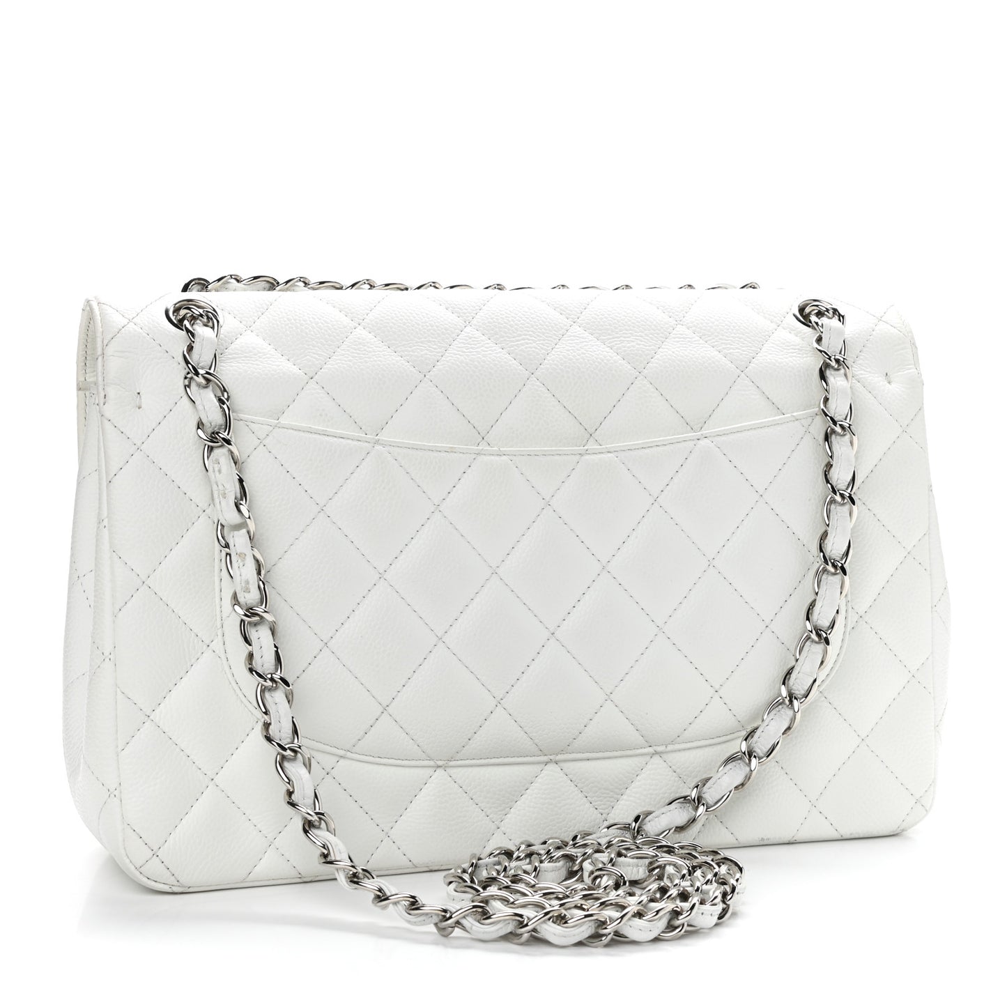 Caviar Quilted Jumbo Double Flap White