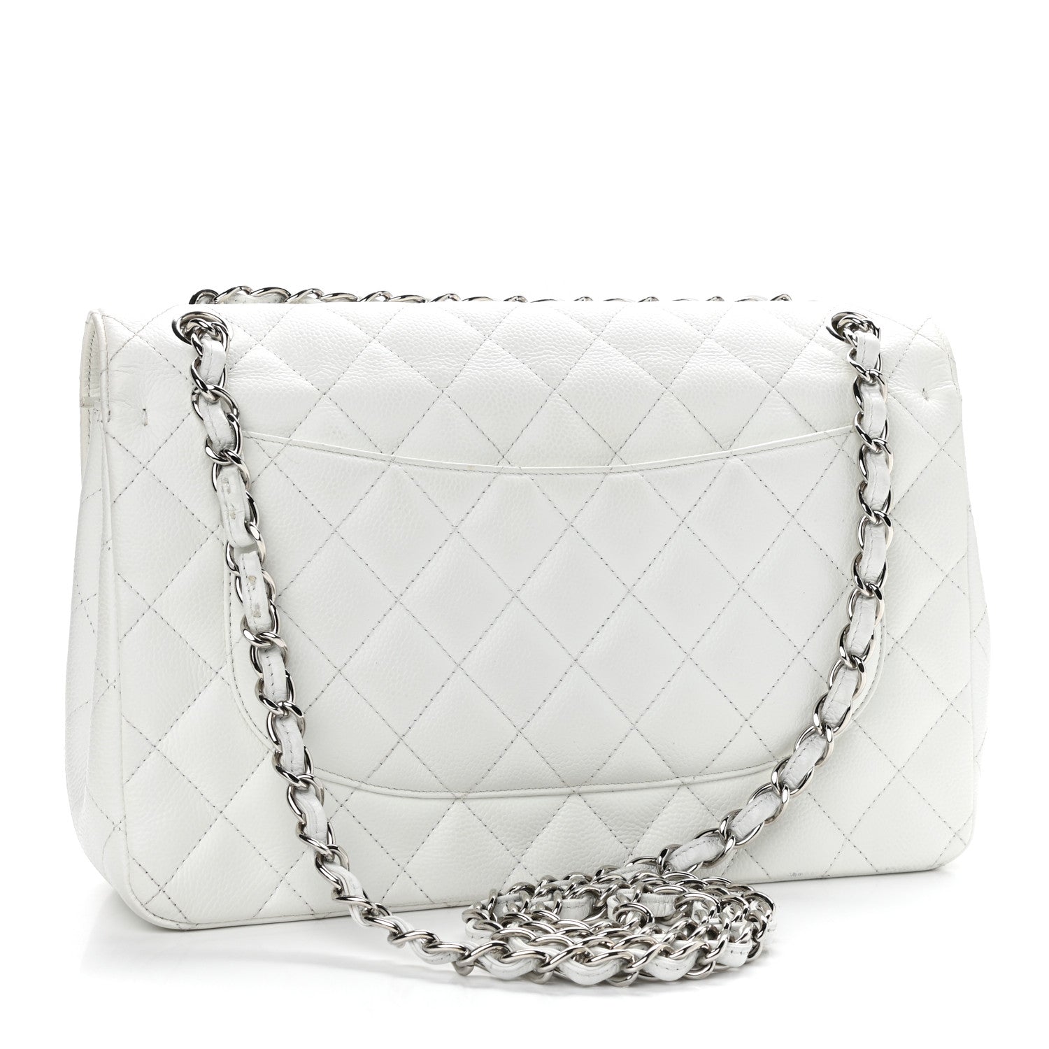 Chanel Caviar Quilted Jumbo Double Flap White 3 of 12