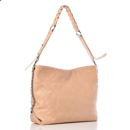 Chanel Grained Calfskin Stitched Medium Braided With Style Hobo Beige 3 of 12