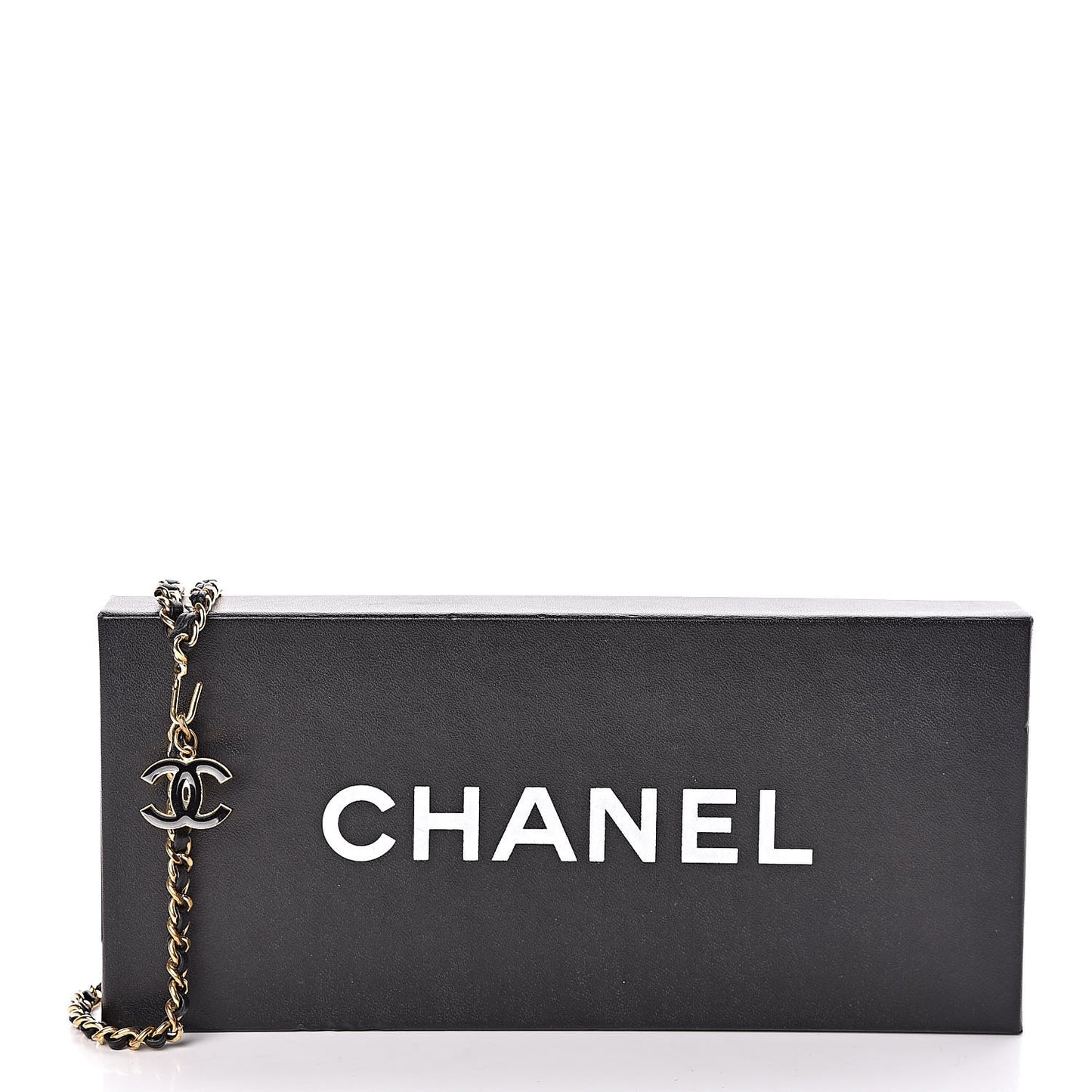 Lambskin Enamel CC Chain Belt Black Gold