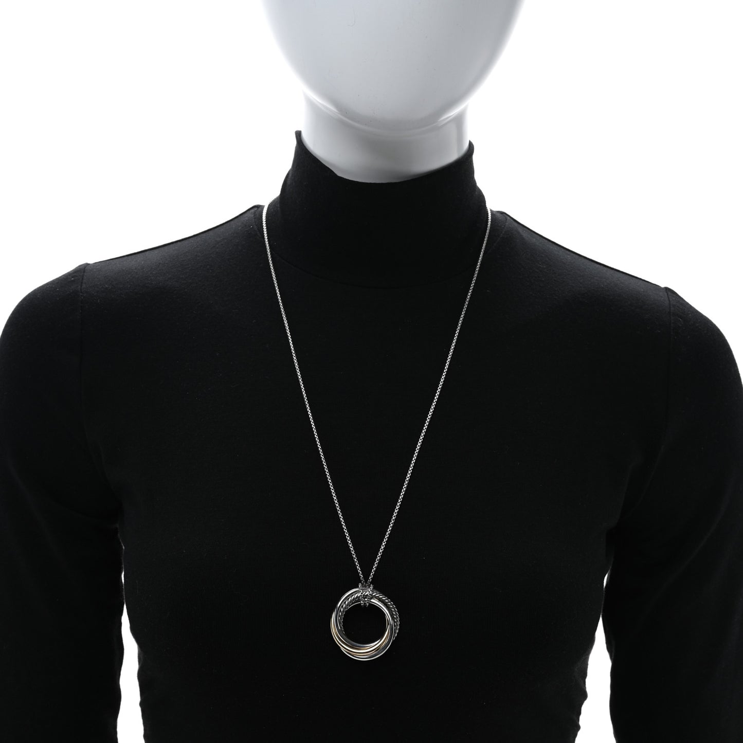 Sterling Silver 14K Yellow Gold 37mm Crossover Pendant Necklace