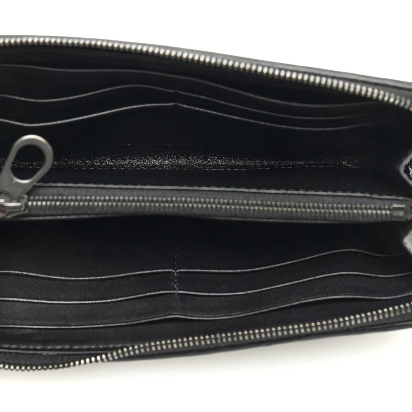 Nappa Intrecciato Paint Splatter Print Zip Around Wallet Black