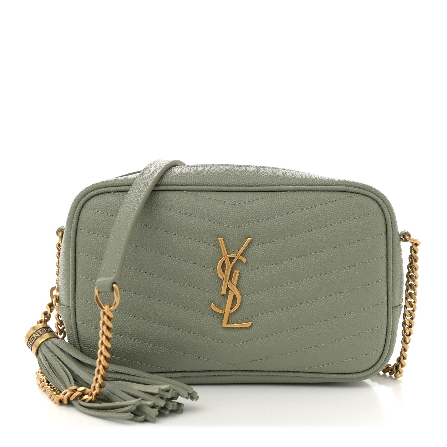 Saint Laurent Grain De Poudre Matelasse Monogram Mini Lou Camera Bag Light Sage 1 of 13