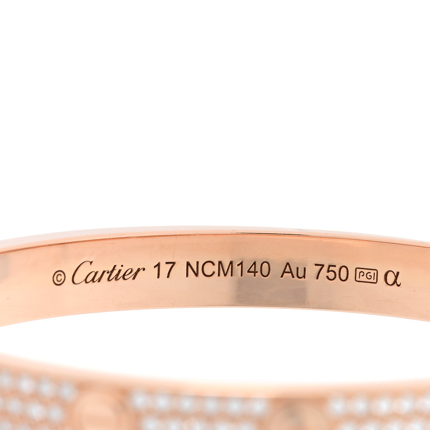 Cartier 18K Pink Gold Diamond LOVE Paved Bracelet 17 3 of 6