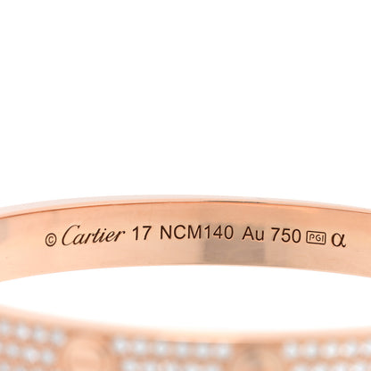 Cartier 18K Pink Gold Diamond LOVE Paved Bracelet 17 3 of 6