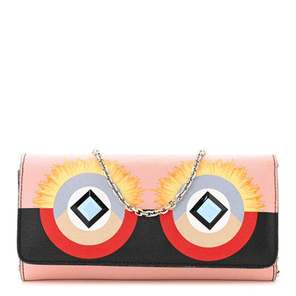 Fendi Vitello Elite Century Hypnoteyes Studded Continental Wallet On Chain Bubblegum Multicolor 1 of 12