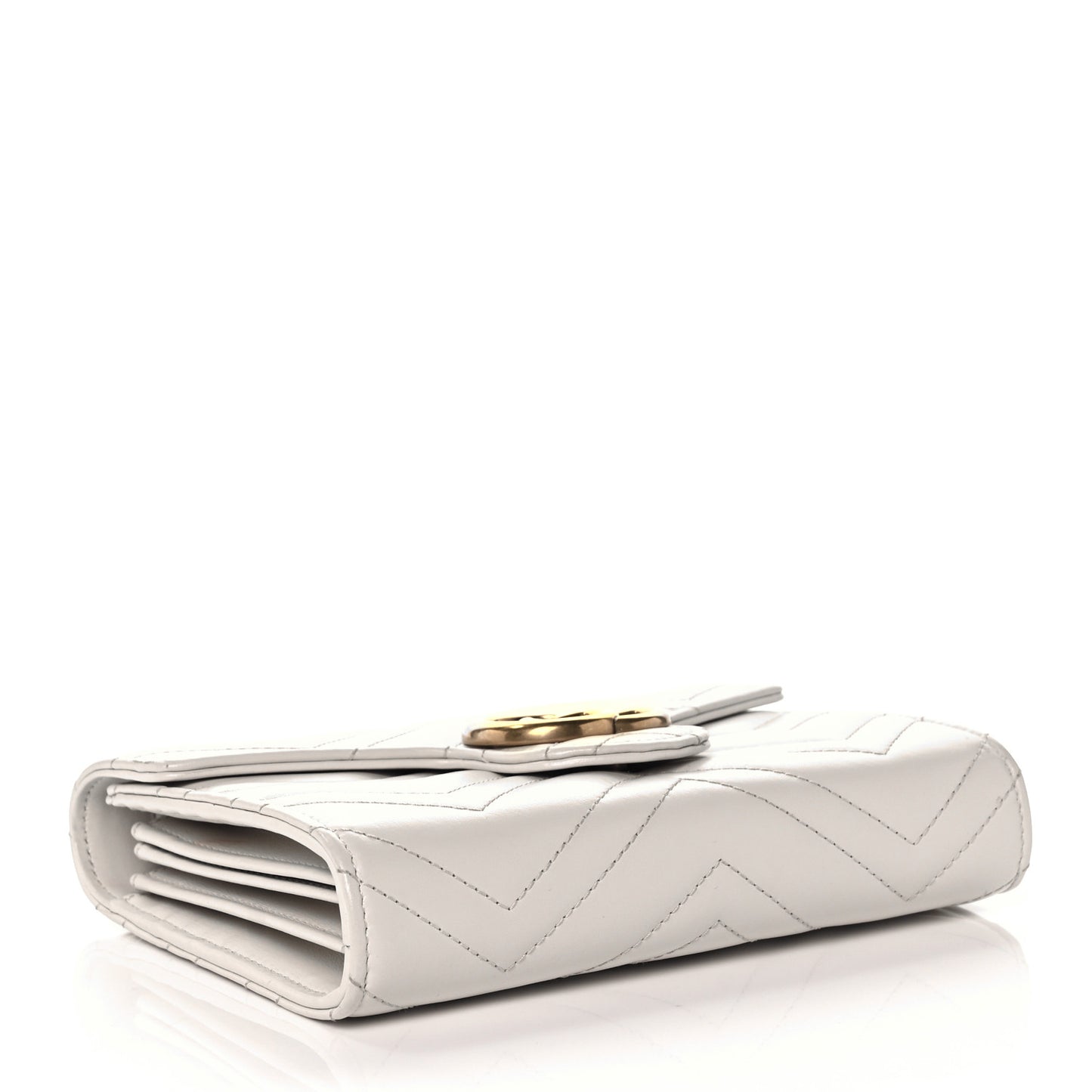 Calfskin Matelasse GG Marmont Chain Wallet Mystic White