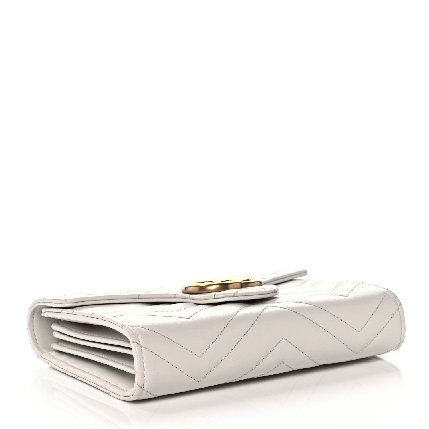 Gucci Calfskin Matelasse GG Marmont Chain Wallet Mystic White 4 of 11