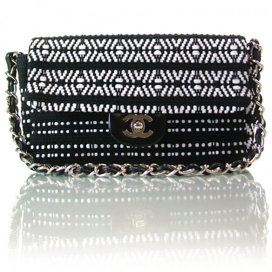Woven Tweed Small Flap Black