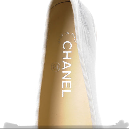 Chanel Lambskin Cap Toe Ballerina Flats 35 White Black 10 of 11