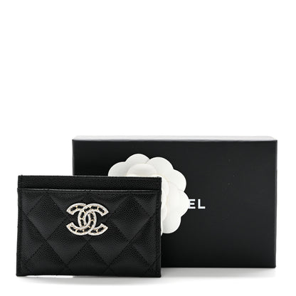 Chanel Caviar Quilted Crystal Card Holder Black 9 of 9