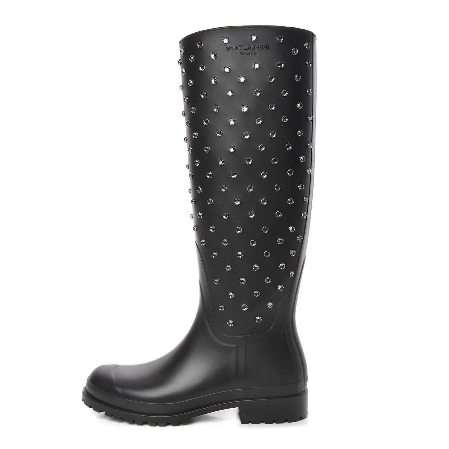 Rubber Crystal Rain Boots 36 Black