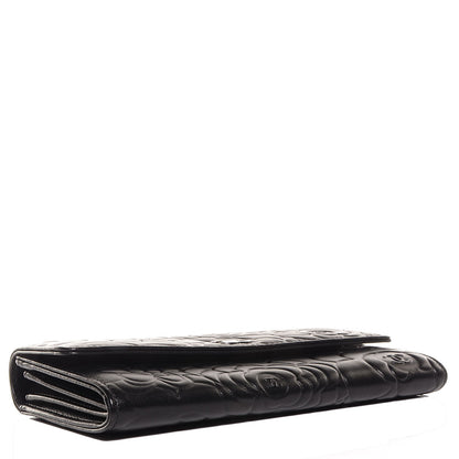 Chanel Lambskin Embossed Camellia Large Gusset Flap Wallet Black 4 of 9