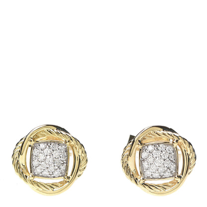 David Yurman 18K Yellow Gold Diamond 7mm Infinity Earrings 1 of 4