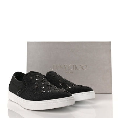 Jimmy Choo Fine Glitter Suede Mens Grove Sneakers 43 Black 8 of 8