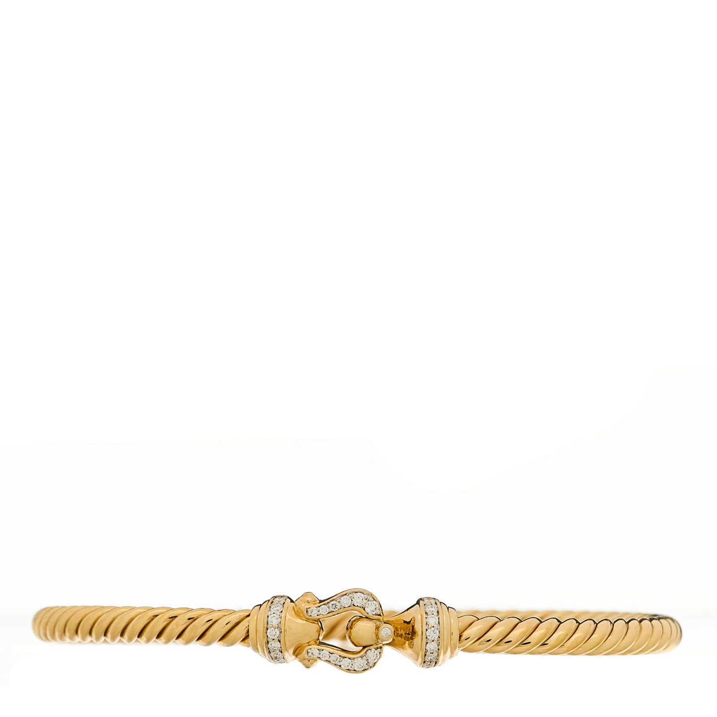 18K Yellow Gold Diamond 3.5mm Buckle Cablespira Pave Bracelet
