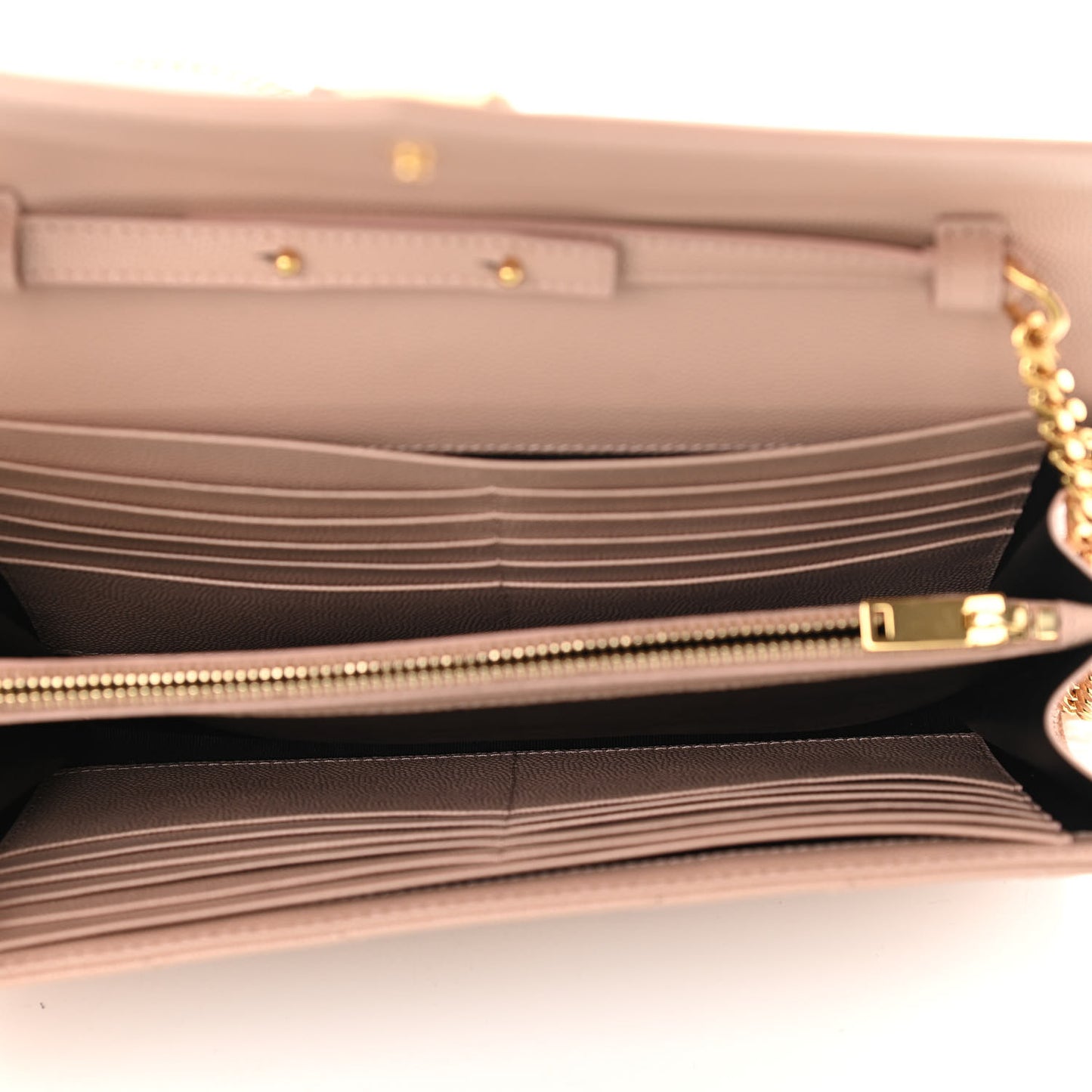 Grain De Poudre Matelasse Chevron Monogram Chain Wallet Pale Pink