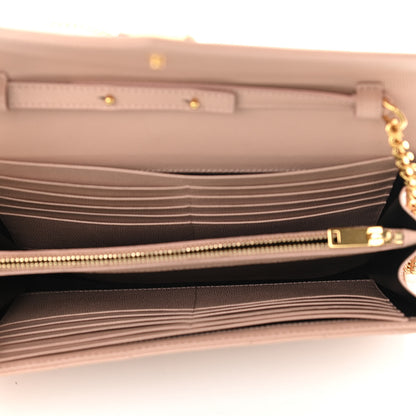 Saint Laurent Grain De Poudre Matelasse Chevron Monogram Chain Wallet Pale Pink 5 of 13