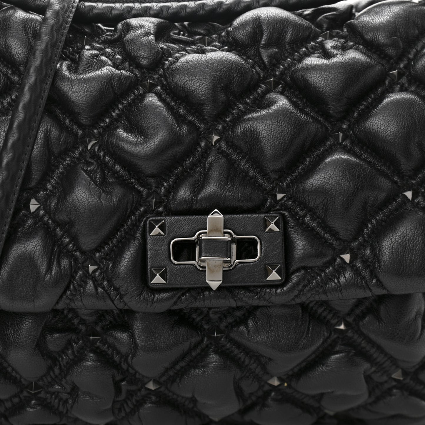 Nappa Medium Spikeme Shoulder Bag Black