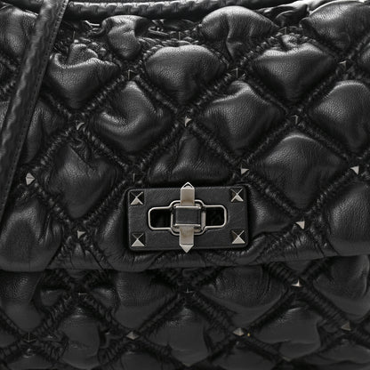 Valentino Garavani Nappa Medium Spikeme Shoulder Bag Black 7 of 9