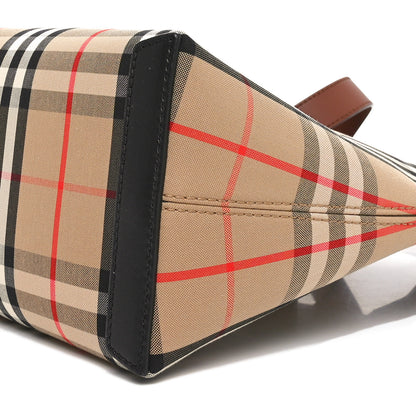 Burberry Calfskin Vintage Check Small Society Top Handle Bag Archive Beige Black 10 of 11