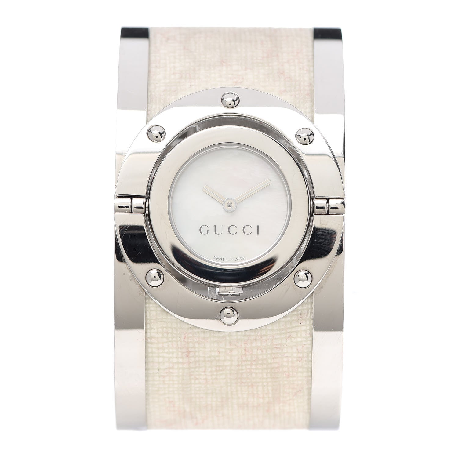 Gucci Stainless Steel Canvas Mother of Pearl 23mm Twirl Quartz Watch 1 of 6