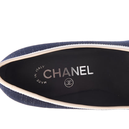 Chanel Lambskin Fabric Cap Toe Pumps 35.5 Navy 7 of 10
