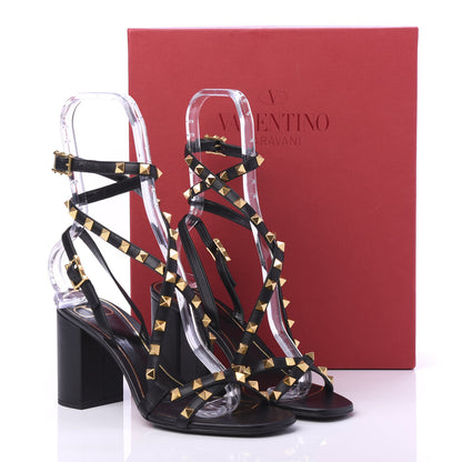Valentino Garavani Nappa Rockstud Flair Ankle Wrap 80mm Sandals 37 Black 9 of 9
