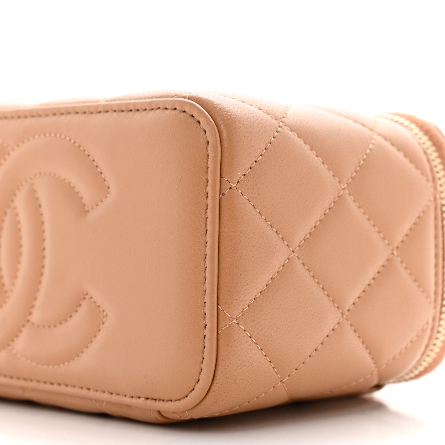Chanel Lambskin Quilted Small Top Handle Vanity Case With Chain Beige 10 of 11