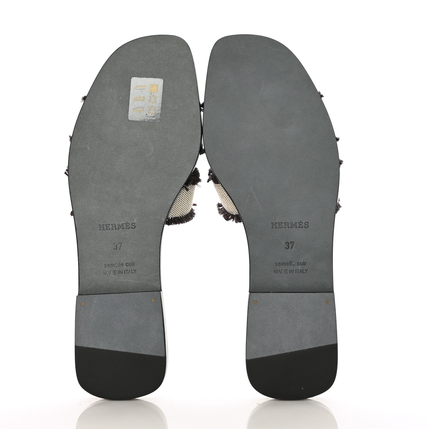 Hermes Toile H Oran Fringe Sandals 37 Prunoir 5 of 9