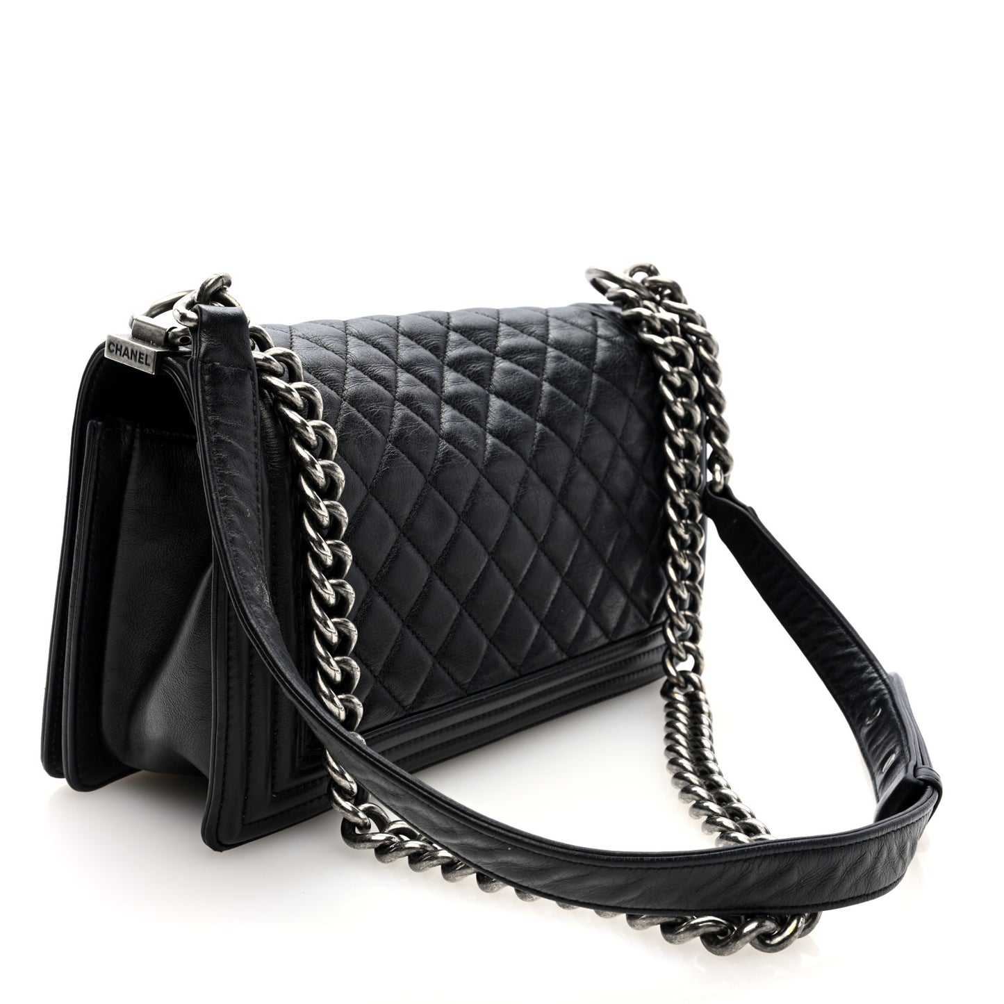 Calfskin Quilted Medium Boy Flap Black